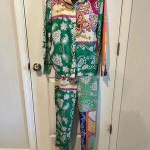 SHEIN Mint Green Paisley Blouse